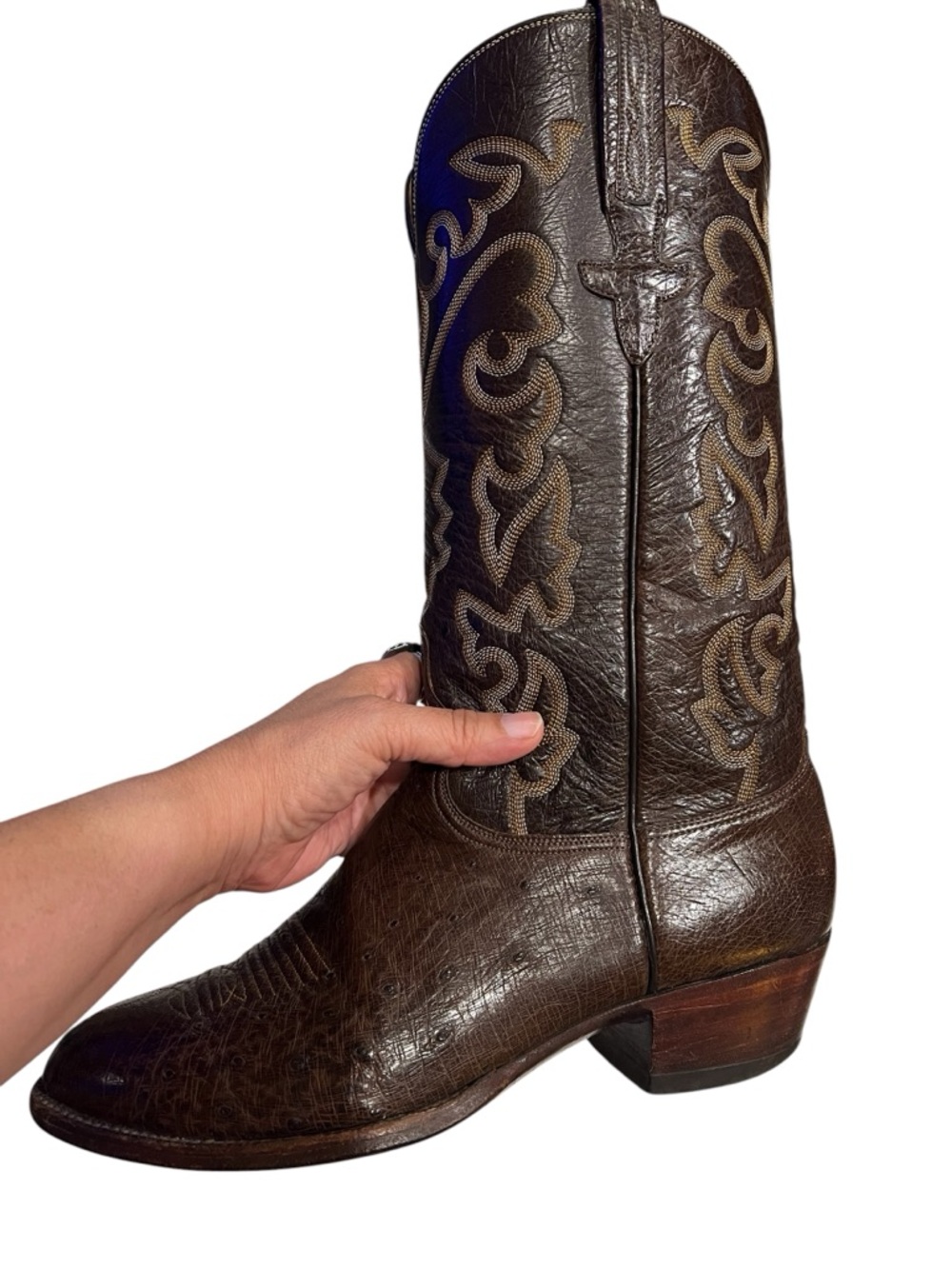 Lucchese smooth ostrich skin boots 8.5 E - Picture 4 of 11
